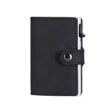 EaziCard Genuine Leather Saddle RFID Wallet | Black/Silver - KaryKase