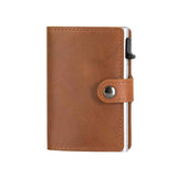 EaziCard Genuine Leather Saddle RFID Wallet | Brown/Silver - KaryKase
