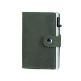 EaziCard Genuine Leather Saddle RFID Wallet | Green/Silver - KaryKase