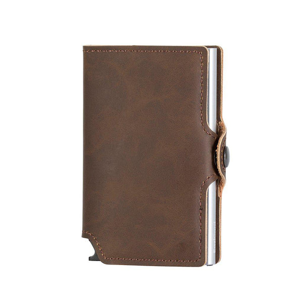 EaziCard RFID PU Leather Vintage Pattern Wallet | Dark Brown/Silver - KaryKase