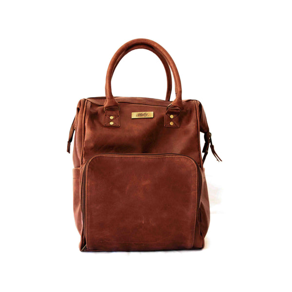Mally Bambino Leather Baby Backpack | Brown - KaryKase