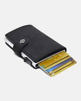 EaziCard Genuine Leather Saddle RFID Wallet | Red/Silver - KaryKase