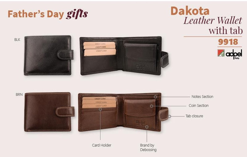 Adpel Dakota Leather Wallet With Tab | Black - KaryKase