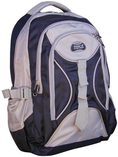 Tosca 1680D 3 Zip Fashion Backpack | Navy/Grey - KaryKase