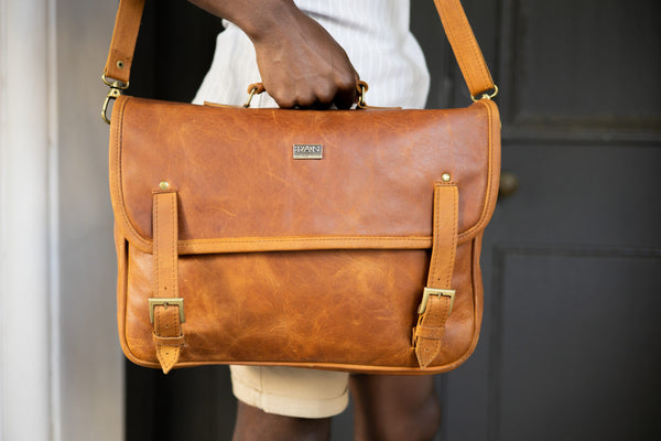Tan Leather Goods - Alex Laptop Bag | Toffee - KaryKase